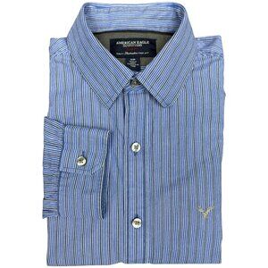 EUC Men's AMERICAN EAGLE Slim Fit Long Sleeve Dress Shirt Striped | Size S‎
